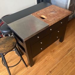Kitchen Island / Breakfast Nook w/ Butcher Block + Discard Drawer