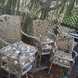 8  Vintage Cast Iron Patio Chairs 