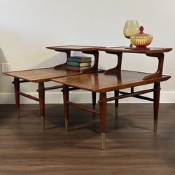 Pair of Vintage Two-Tiered Lane End Tables