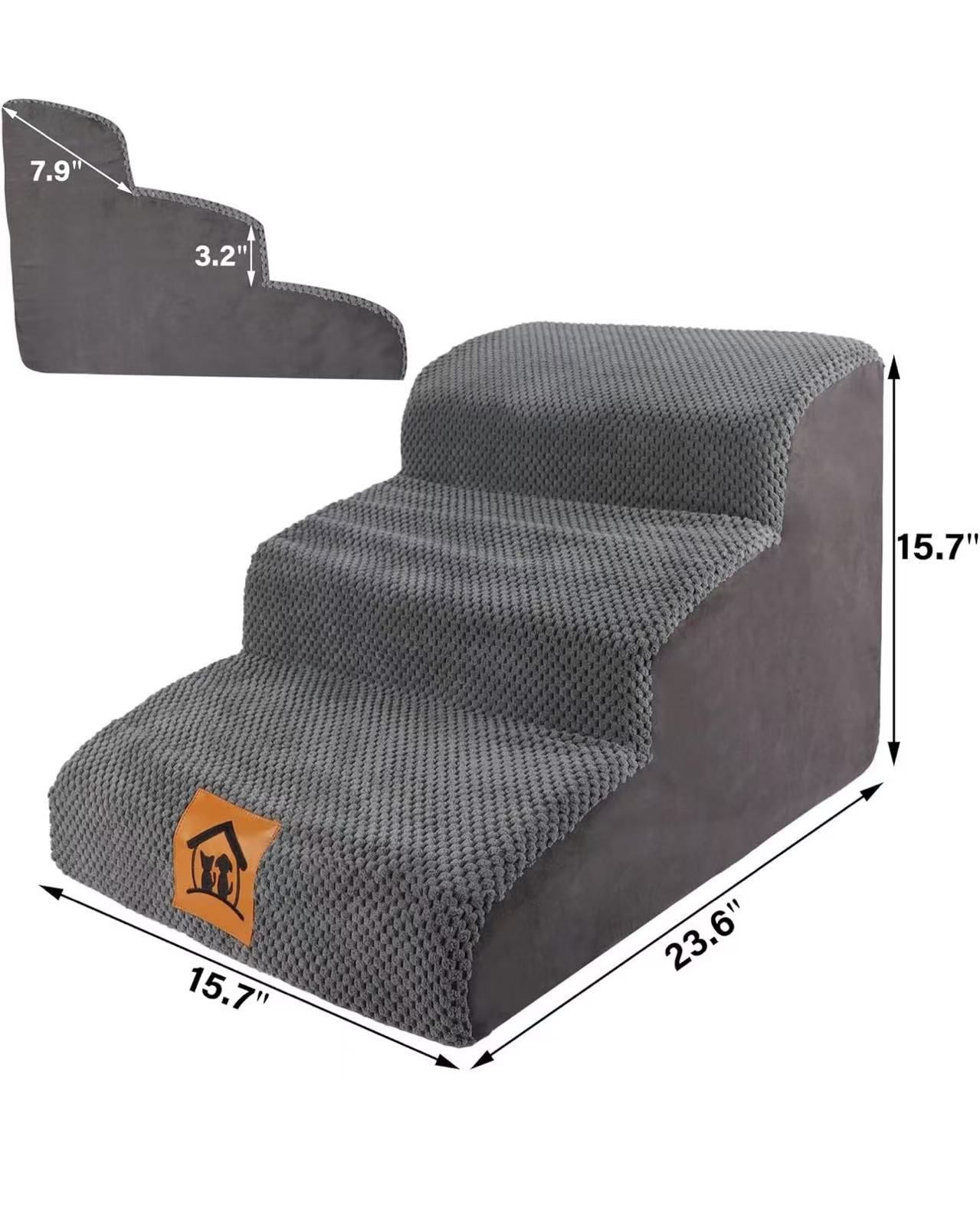 High Density Foam Pet Steps, Non-Slip Dog Stairs, Soft Foam Cat Dog Steps Ramp, Perfect for Older Dogs Cats Small Pets (Grey)