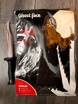 Spirit Ghost Face Halloween Costume Kids Large Gently Used Knife Included