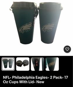NFL- Philadelphia Eagles- 2 Pack- 17 Oz Cups With Lid- New