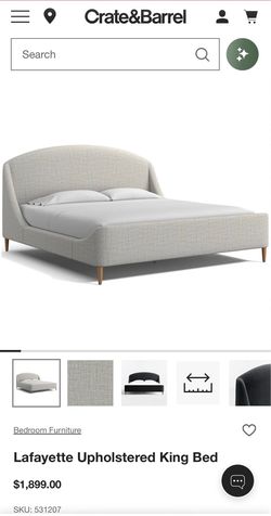 Crate & Barrel Lafayette Upholstered King Bed Frame