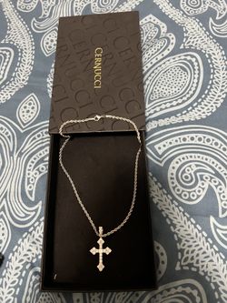 Iced Celtic Cross Pendant- White Gold 18”