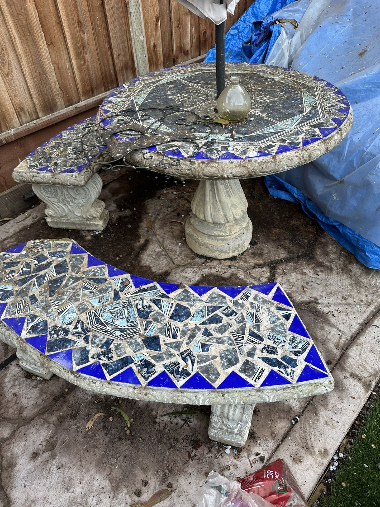 Concrete Table With 3 Benches