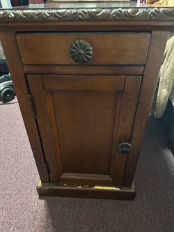 Wood Nightstand with Drawer and Cabinet