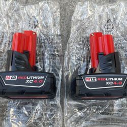Milwaukee M12 12-Volt Lithium-Ion XC Extended Capacity Battery 2x Pack 4.0Ah  $99  New
