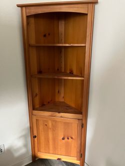 Solid Pine Wood Corner Cabinet with Shelves