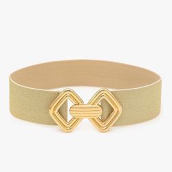 Wide Elastic Waist Belts for Women Stretchy Skinny Belts with Gold Buckle for Dresses