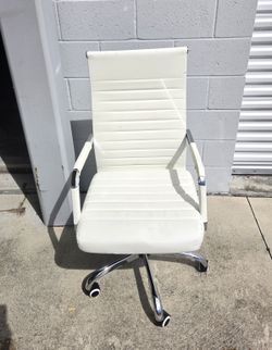 Basics High-Back Swivel Office Chair w/ Lumbar Support, Ergonomic Ribbed Faux Leather