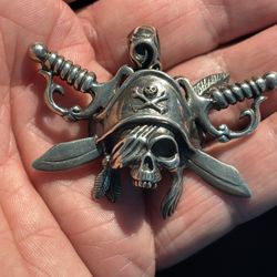 Pirate Pendant Sterling Silver Heavy
