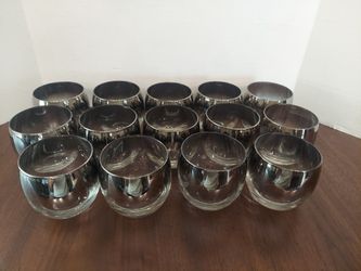 Vintage MCM Silver Mirror Fade Roly Poly Bar Glasses ($5.00 EACH)