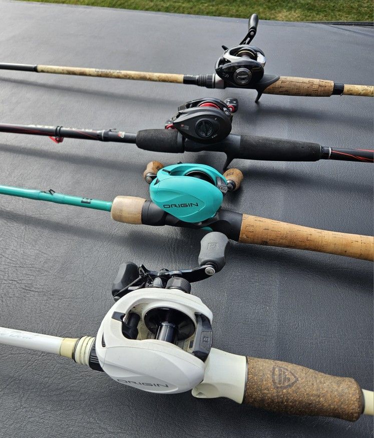 Baitcaster Fishing Poles And Reels (Sleeves Included)