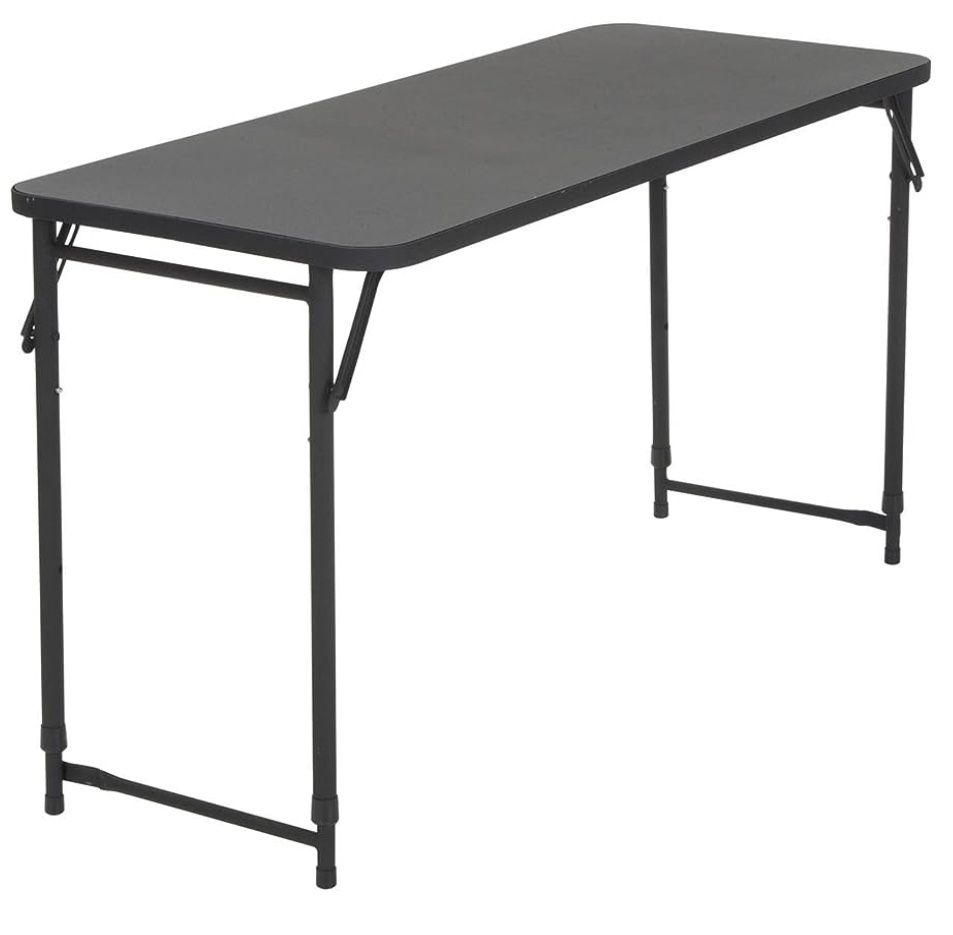 Cosco 20" x 48" Vinyl Top Folding Black Table