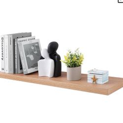 Oak Floating Shelves 36 Inch, 8'' Deep Rustic Wood Floating Wall Shelf for Storage, Wall Mounted Display Shelving for Bedroom, Living Room, Heavy-Duty