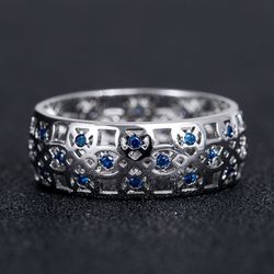 "Colorful Gems Eternity Zircon Silver Vintage Ring for Women, VP1618