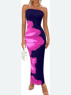 Flowers Printing Bodycon Maxi Dresses Women Off Shoulder