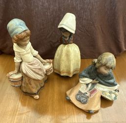 Lladró Daisa 1978 Porcelain Girl Figurines Set of 3 Handmade Signed