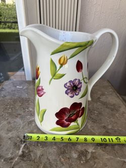 vintage Table Tops Lifestyles Spring Floral pitcher is a ceramic 
