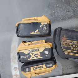3 DeWalt batteries one to an hour amp and 5-hour and a 4-hour battery and mid good condition and you also get a laser that gives out the measurements