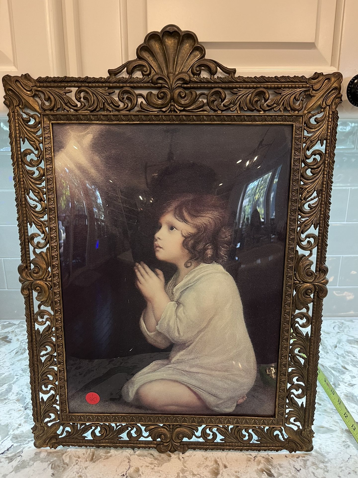 Italian Metal Picture With Curved Glass