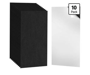 10 Pack Sound Dampening Panels, 47 × 24 Inch Black Acoustic Wall Panels Large Sound Proof Panels for Walls, High Density Adhesive Sound Absorbing Pane