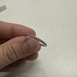 Women’s Sterling Silver Band With Diamonds Size 10