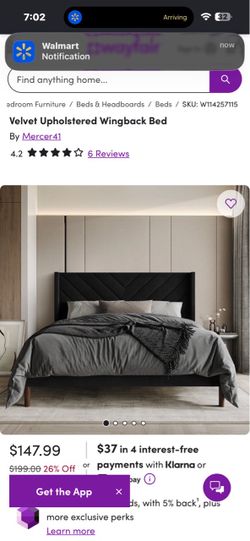 CasePiece Ruby_Contemporary. Queen Velvet Upholstered Wingback Bed - Black