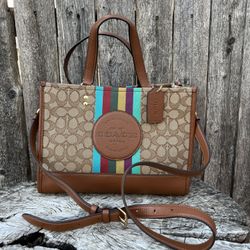 Coach Dempsey Carryall In Signature Jacquard With Stripe And Coach Patch