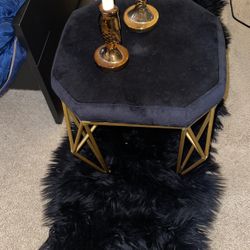 Beautiful entry   seat Black  table  SOLD  ONLY FUR IS AVAILABLE collectible collection with antique Italian French