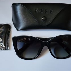 DIFF Ruby Cat Eye Sunglasses With Case And Cleaning Cloth. New