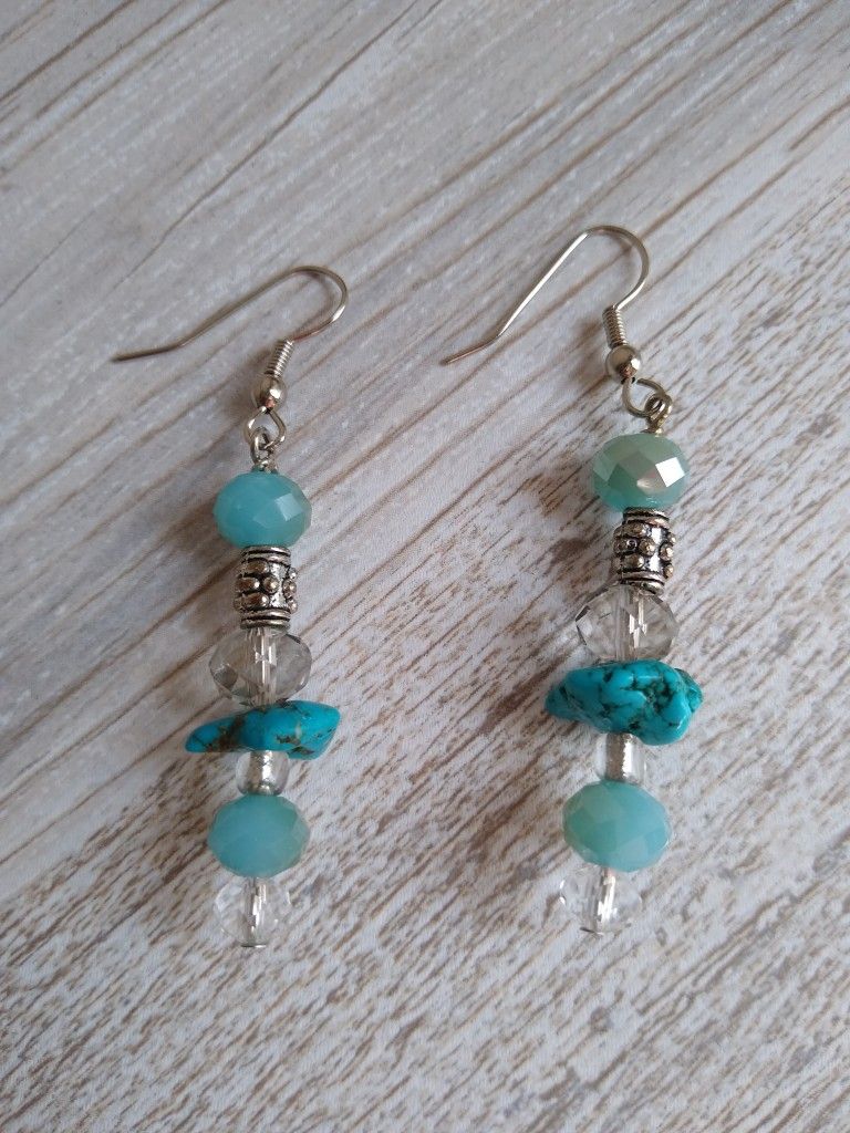 Handmade Turquoise & Crystal Earrings