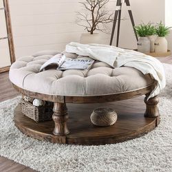 Brand New Antique Rustic Oak Coffee Table/ Ottoman 