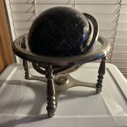 10 inch tall, black Onyx ocean table top world map