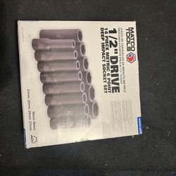 14 PIECE 1/2" DRIVE METRIC 6 POINT ADV DEEP IMPACT SOCKET SET