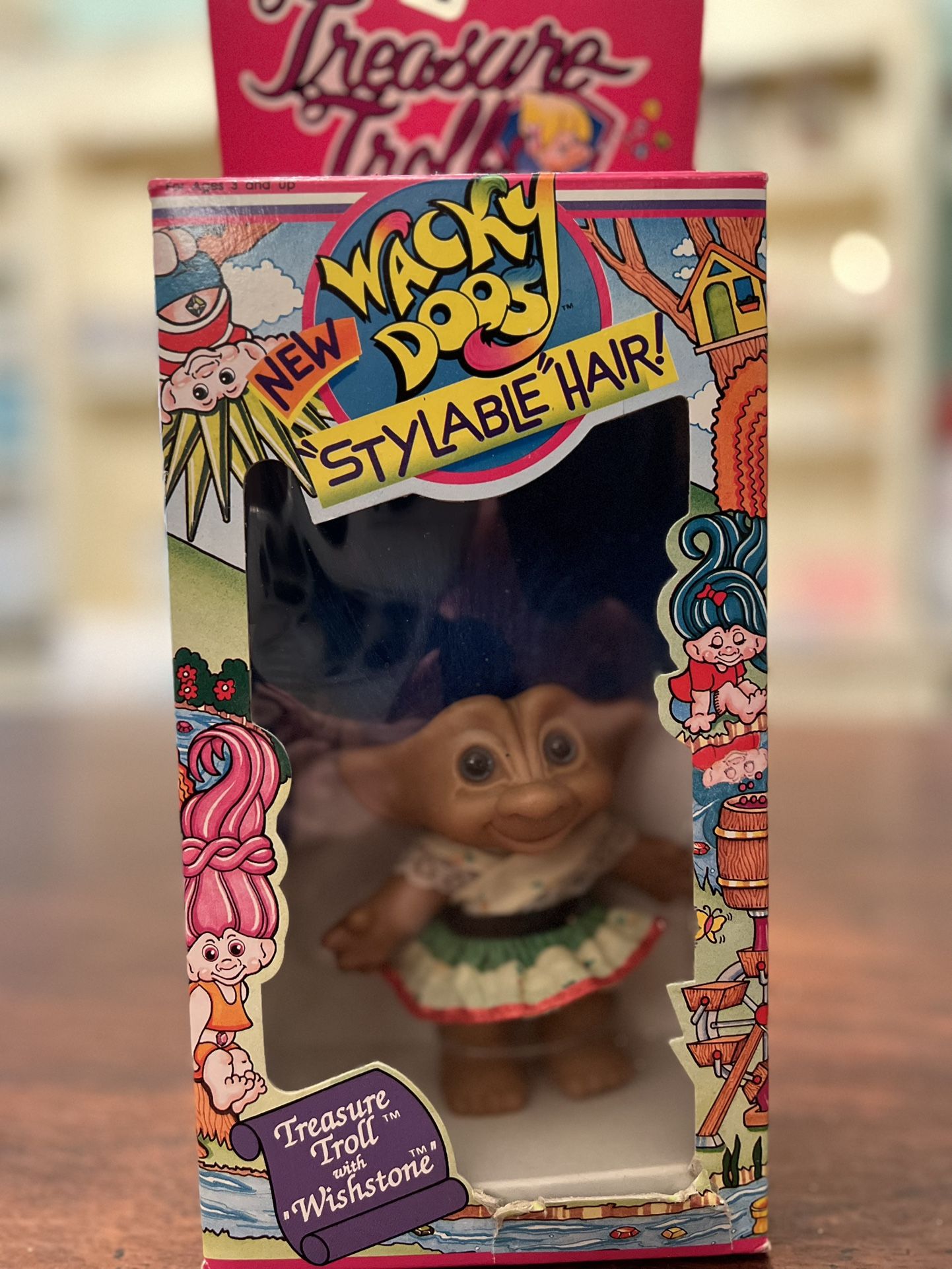 Vintage 1992 Wacky Doos Treasure Trolls With Wishstone & Blue Hair