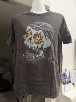 Disney Pirates of the Caribbean Skull Fire Acid Wash Graphic Tee XL