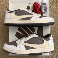 Size 12 (Worn once, comes with original box and extra laces) - Travis Scott Air Jordan 1 low reverse mocha 