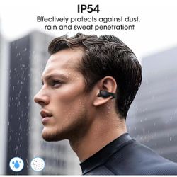 Clip on Earbuds, Open Ear Headphones Wireless Bluetooth 5.4 with Mic, Open Ear Earbud with Charging Case LED Display, 44H Play, IP54 Waterproof