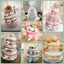 Diaper cake baby shower gifts for a boy or girl