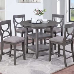 Gray 6 piece Dining Set gray table, 4 upholstered chairs & bench Seats
