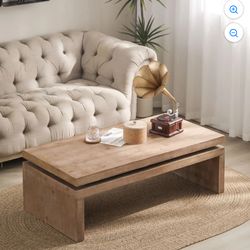 Modern Rectangular Living Room Center Table with Floating Top Design