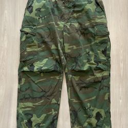 1969 Vietnam Army Trousers Tropical Combat Ripstop Cargo Camo Pants Large Short 28” inseam