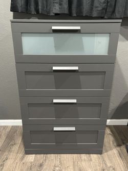 IKEA 4-drawer gray dresser & two (2) matching nightstands