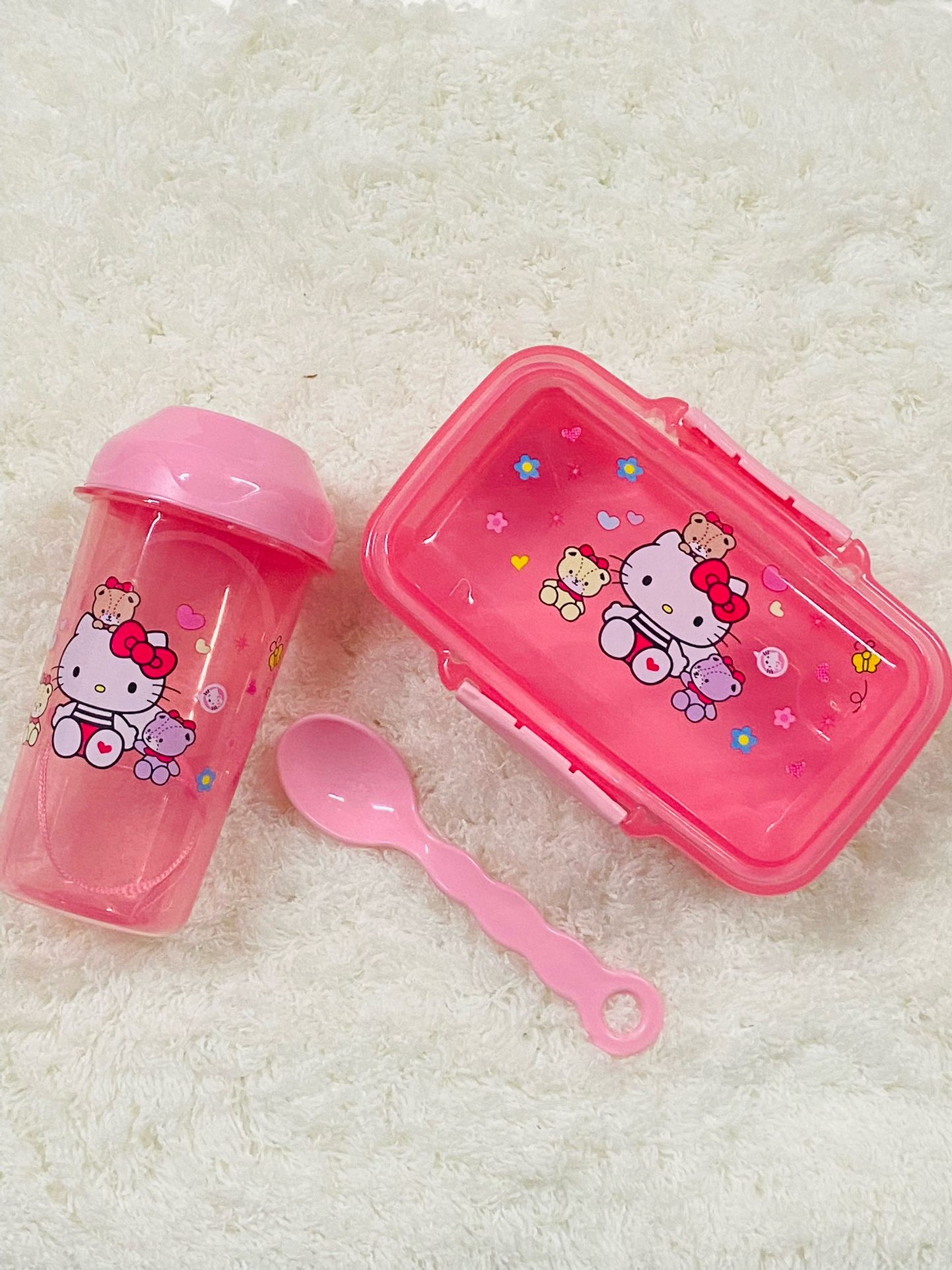 Hello Kitty, Lunchbox With Bottle And Spoon