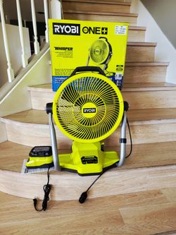 Ryobi ONE+ 18V Cordless Hybrid WHISPER SERIES 12 in. Misting Air Cannon Fan. whit (1)2ah battery/charger