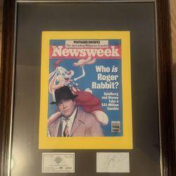 Vintage 1988 Newsweek Magazine – Who Framed Roger Rabbit Cover Framed Signed Charles Fleisher