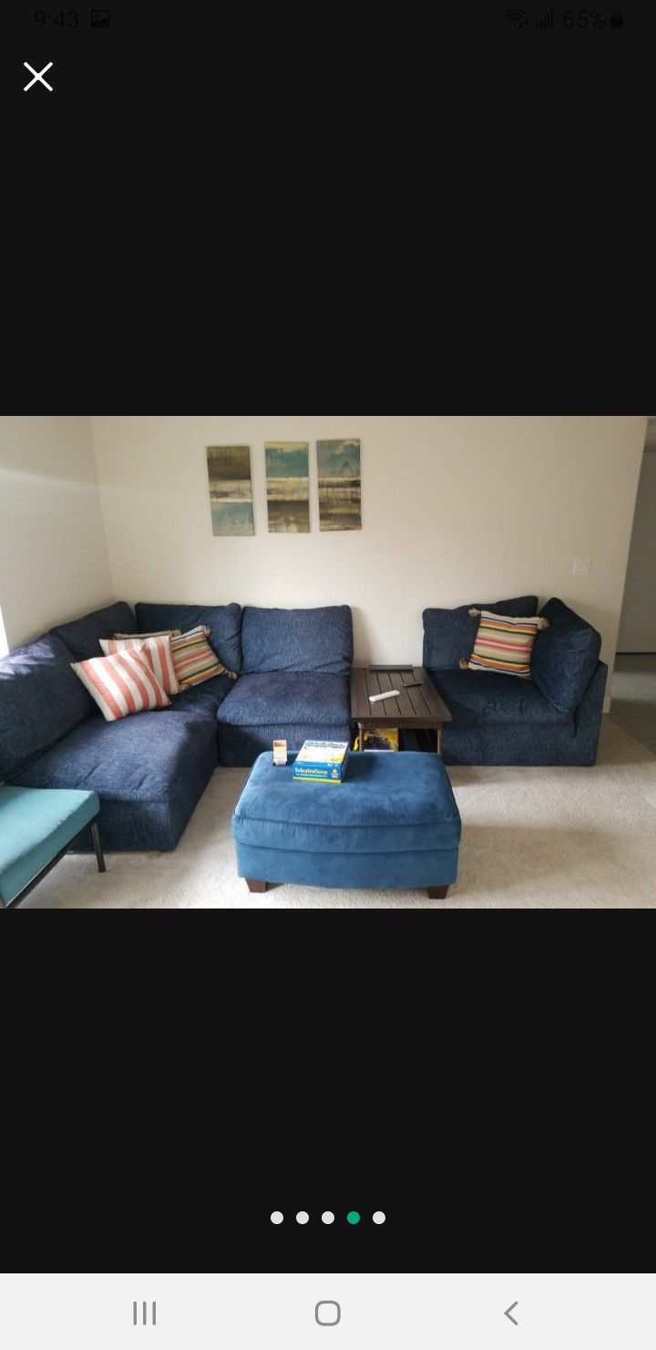 Blue L Shaped Couch