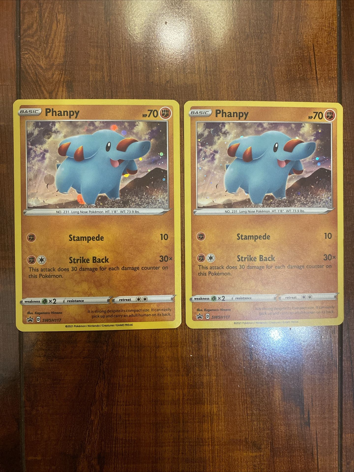 Pokemon Phanpy SWSH117 Black Star Promo Cosmos Holo Lot of 2 NM