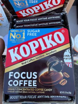 Kopiko Focus Coffee Sugar Free Hard Candy 12 per box